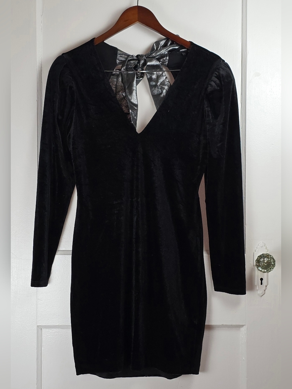 Express Black Velvet Cut Out Dress S